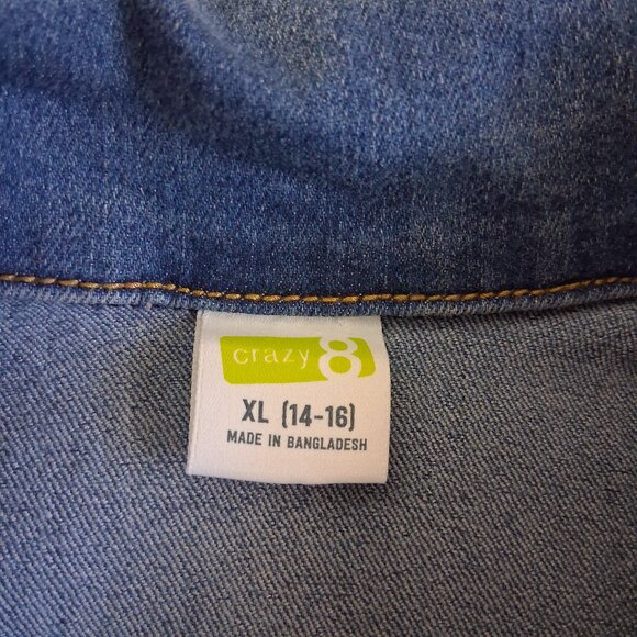 Crazy 8 Girl's Size XL (14-16) Medium Wash Stretch Denim Jean Jacket - Picture 7 of 11